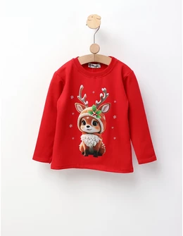 Bluzita Craciun Baby Ren, rosu