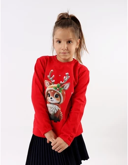 Bluzita Craciun Baby Ren, rosu