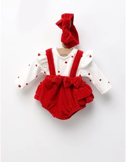 Body catifelat, cu bentita si inimioare, rosu