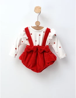 Body catifelat, cu  inimioare, rosu