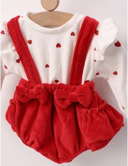 Body catifelat, cu  inimioare, rosu
