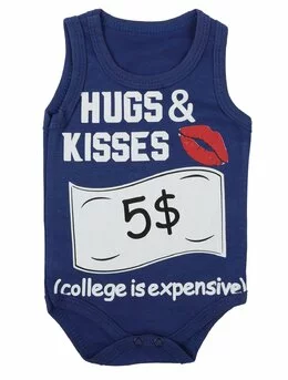 Body Hugs & Kisses 5$ model albastru 80 (9-12 luni)