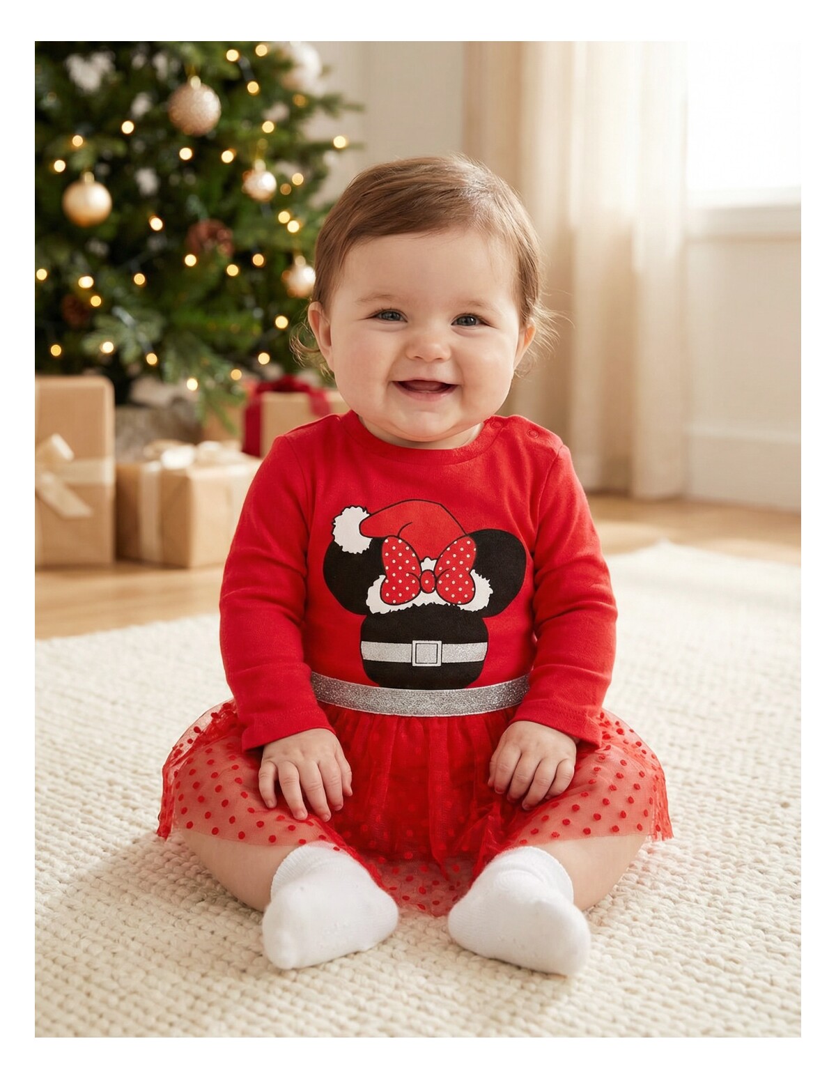 Body Minnie Holiday cu rosu