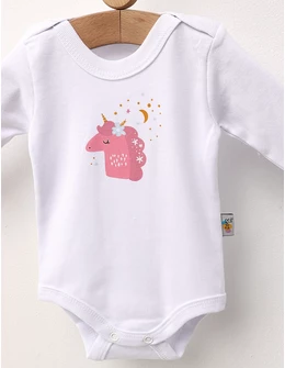 Body Sleepy Unicorn, cu alb