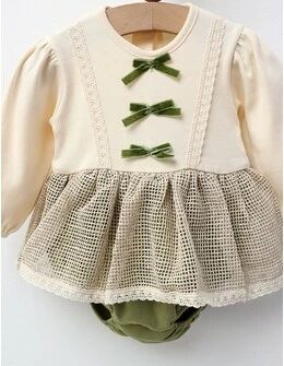 Body stil rochita, cu bentita, Rebecca, crem-verde