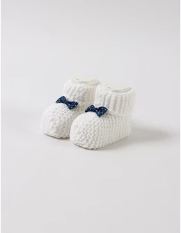 Botosei acrilic, alb cu fundita bleumarin