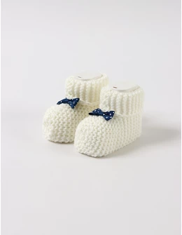 Botosei acrilic, ecru cu fundita bleumarin