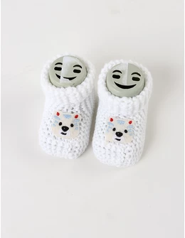 Botosei acrilic Smiley Bear, alb