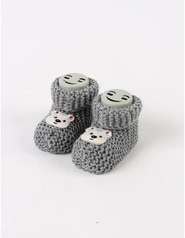 Botosei acrilic Smiley Bear, gri-deschis