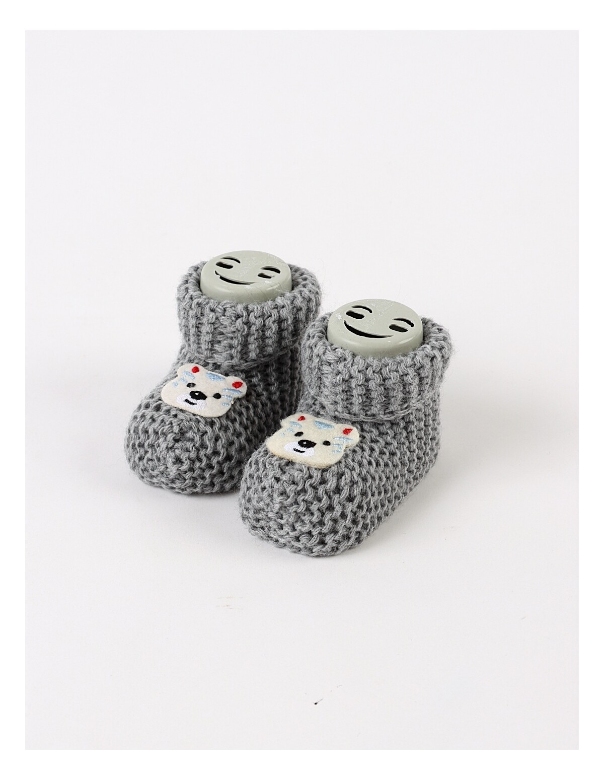 Botosei acrilic Smiley Bear, gri-deschis