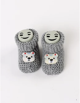 Botosei acrilic Smiley Bear, gri-deschis