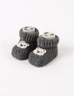 Botosei acrilic Smiley Bear, gri inchis