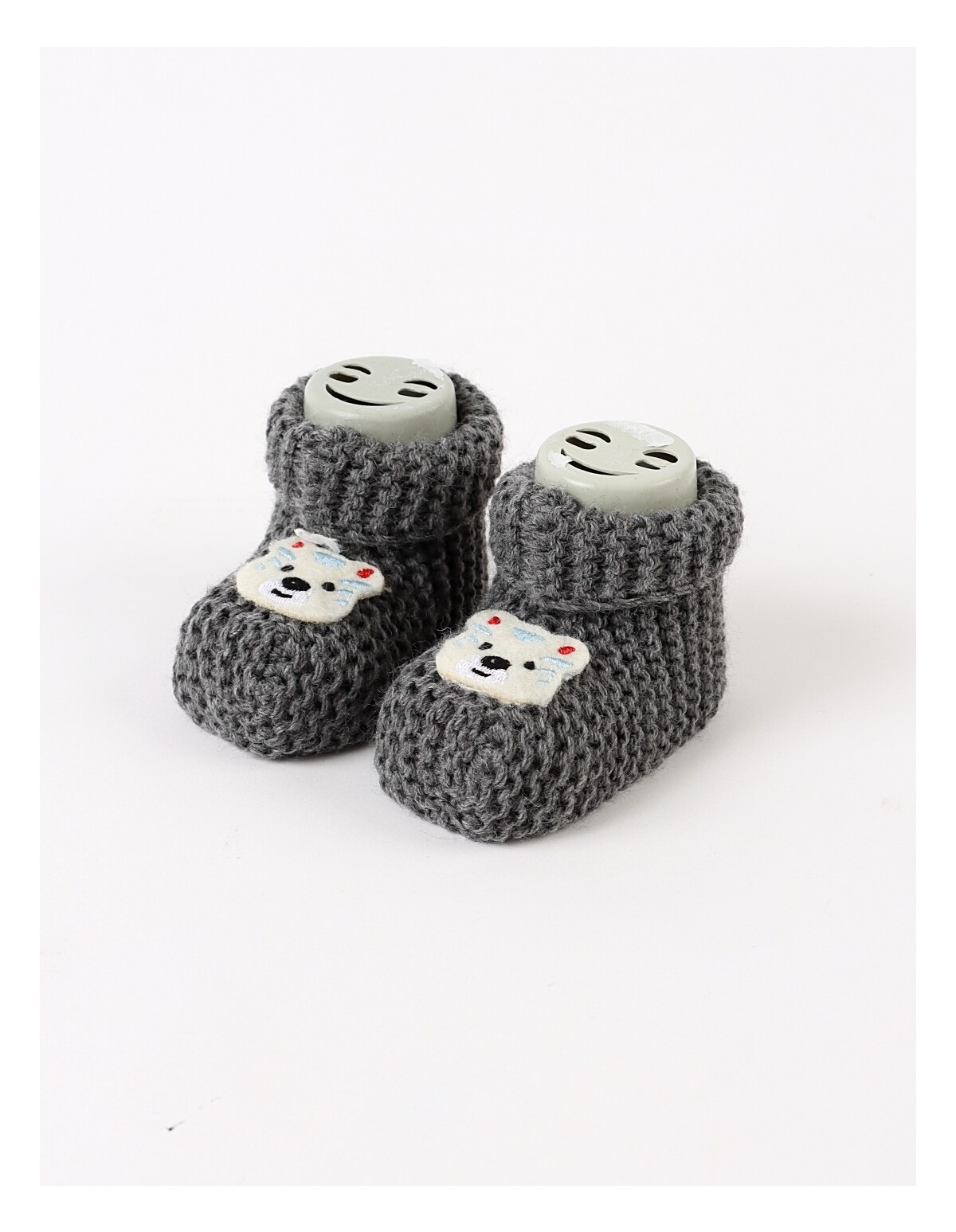 Botosei acrilic Smiley Bear, gri inchis