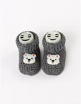 Botosei acrilic Smiley Bear, gri inchis