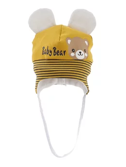 Caciulita BABY BEAR model galben-alb 1