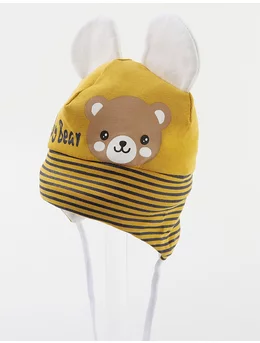 Caciulita BABY BEAR model galben-alb 2
