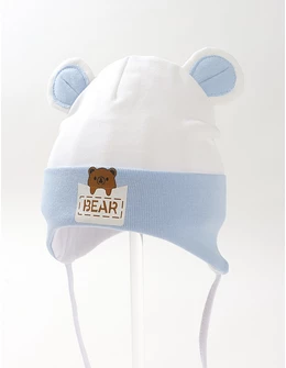 Caciulita copii, bear-urechiuse, alb-blue