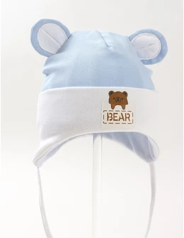 Caciulita copii, bear-urechiuse, blue-alb