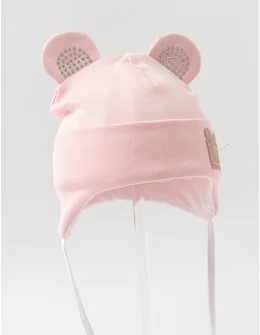 Caciulita copii, soricel-paiete, roz pal