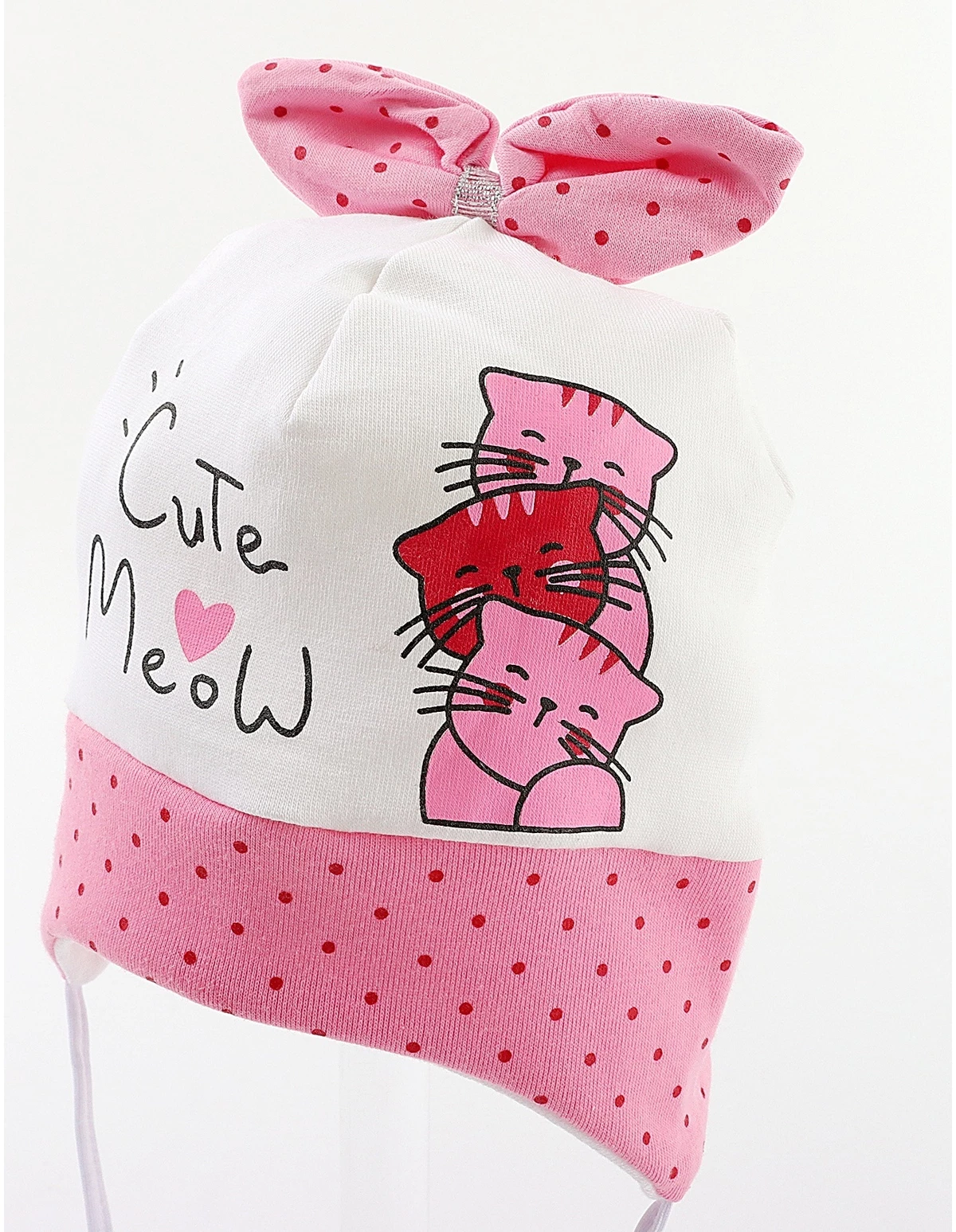 Caciulita CUTE MEW model alb-roz