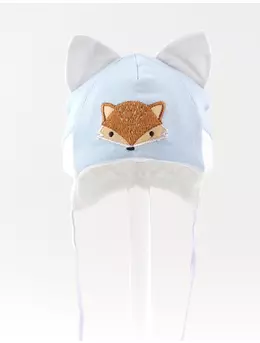 Caciulita foxy, urechi, bleu-alb 1