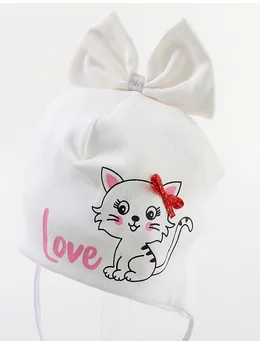 Caciulita LOVE SMALL CAT model alb 2