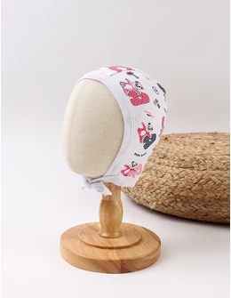 Caciulita stil tichie imprimeuri urs dragut alb-ciclam