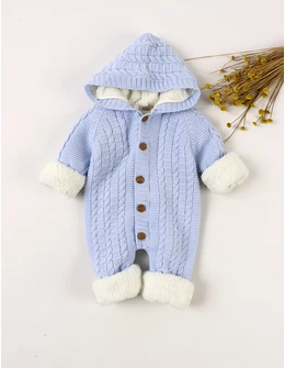 Combinezon Crosetat Winter Sky imblanit bleu