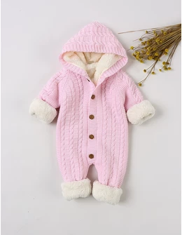 Combinezon Crosetat Winter Sky imblanit roz