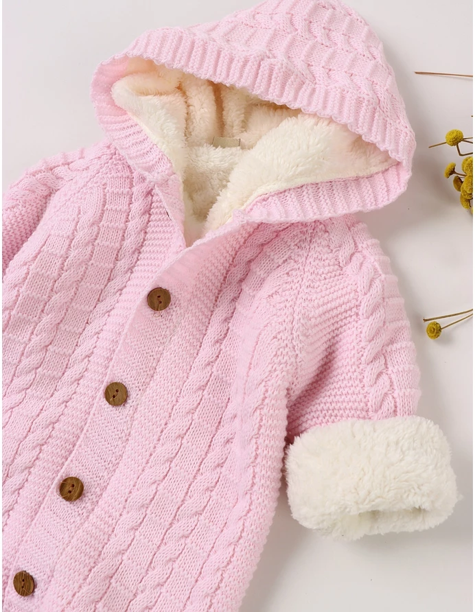 Combinezon Crosetat Winter Sky imblanit roz picture - 2