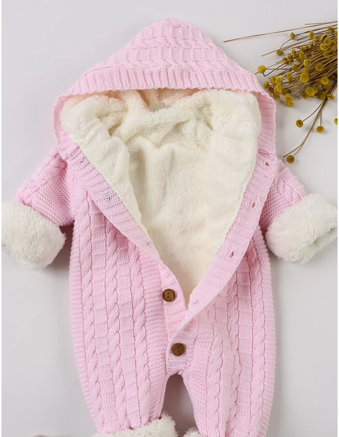 Combinezon Crosetat Winter Sky imblanit roz picture - 3