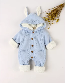 Combinezon tricotat imblanit Canario iepuras bleu