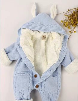 Combinezon tricotat imblanit Canario iepuras bleu