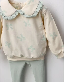 Compleu 2 piese fetite fundite love verde