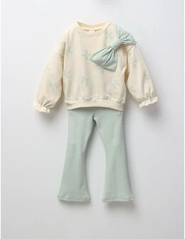 Compleu 2 piese fundta pe umar, verde