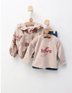 Compleu 3 piese cu blugi, Love, cu bej picture - 2