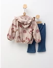 Compleu 3 piese cu blugi, Love, cu bej picture - 5