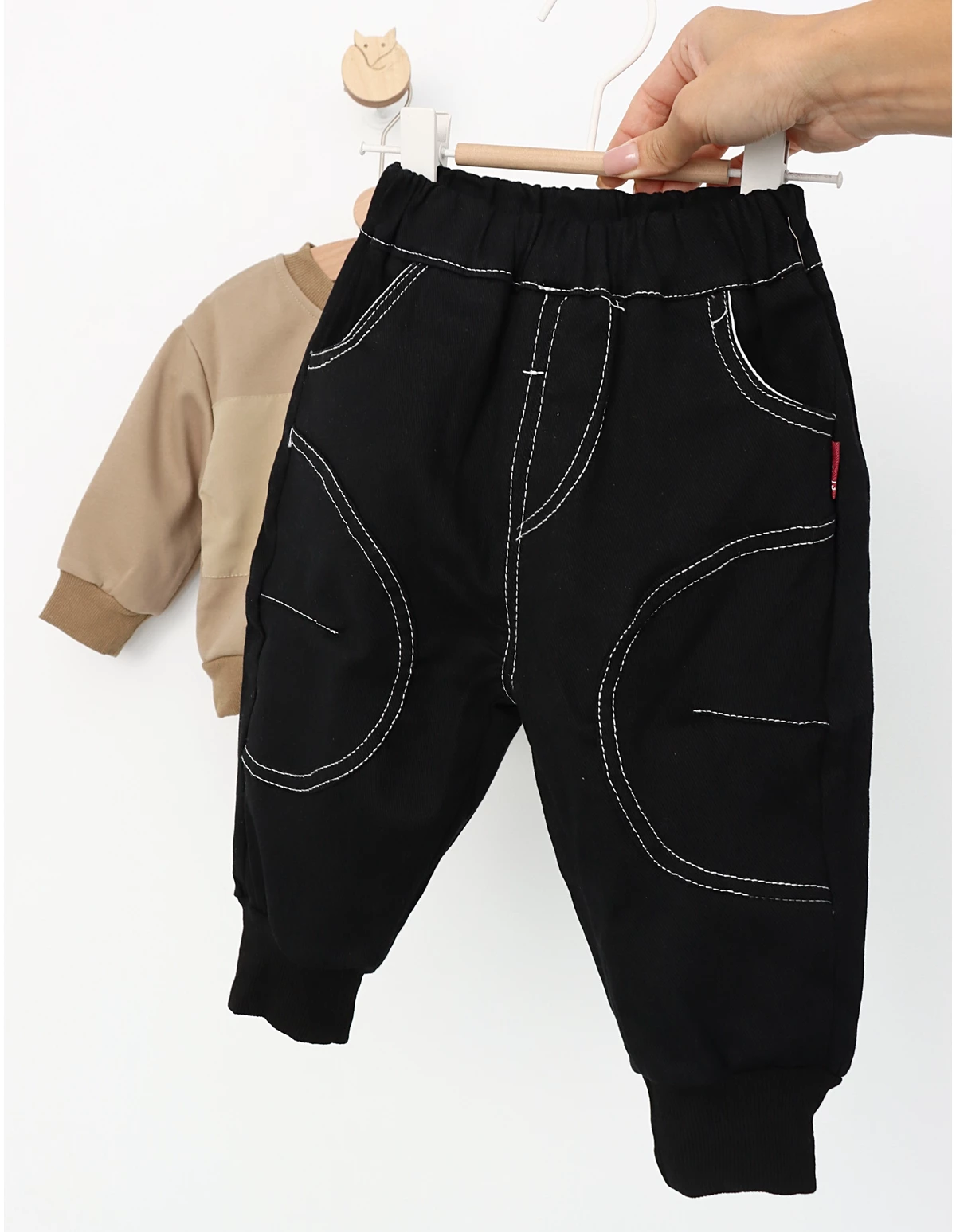 Compleu baietei Chavez crem-negru