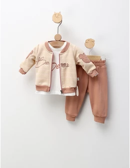 Compleu Bear Star, crem-roz prafuit