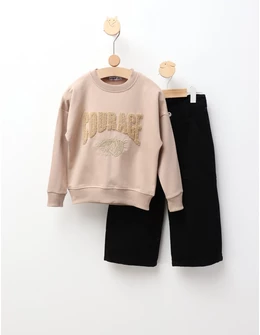 Compleu Bluza+Blug Courage, bej-negru