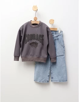 Compleu Bluza+Blug Courage, gri-inchis