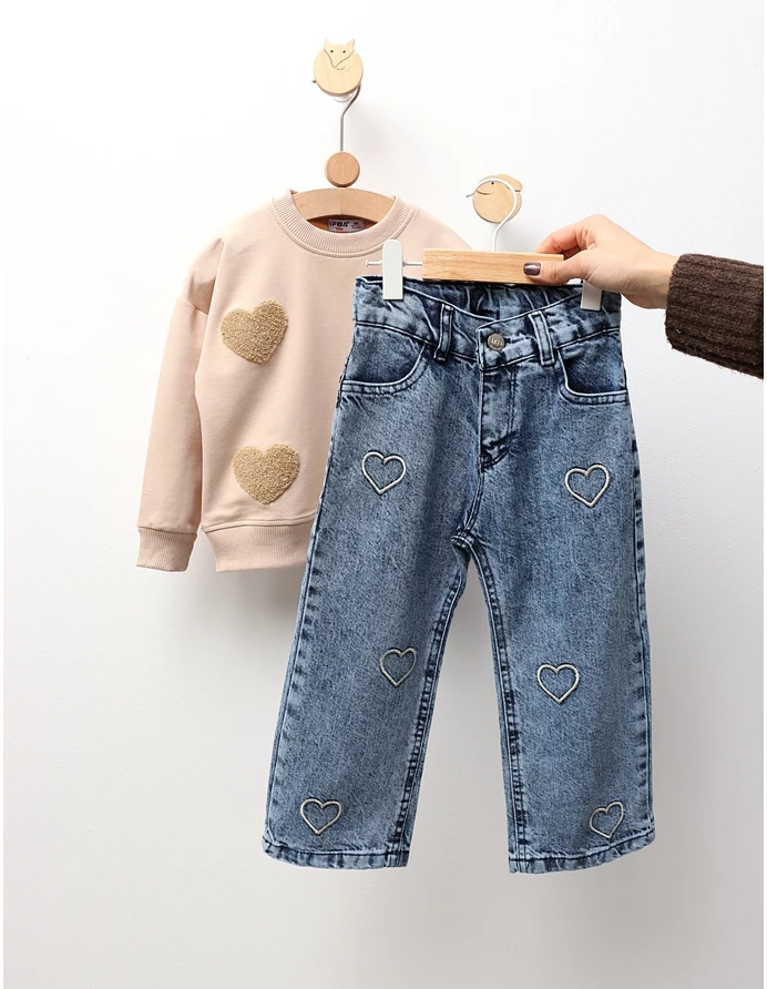 Compleu Bluza+Blug, For Hearts, crem picture - 3
