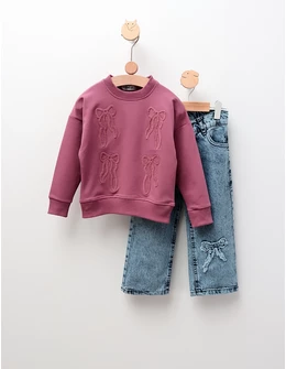 Compleu Bluza+Blug Fundite, roz-prafuit