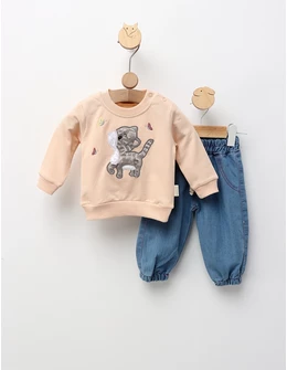 Compleu Cat and Butterfly, bej