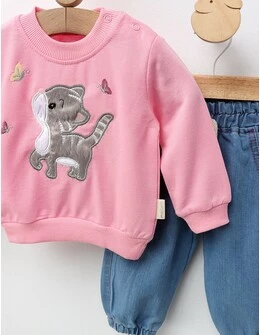 Compleu Cat and Butterfly, roz