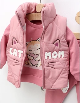 Compleu cu vesta, Cat Mom, cu roz-prafuit
