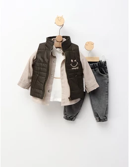 Compleu cu vesta Happy Hour, verde-inchis