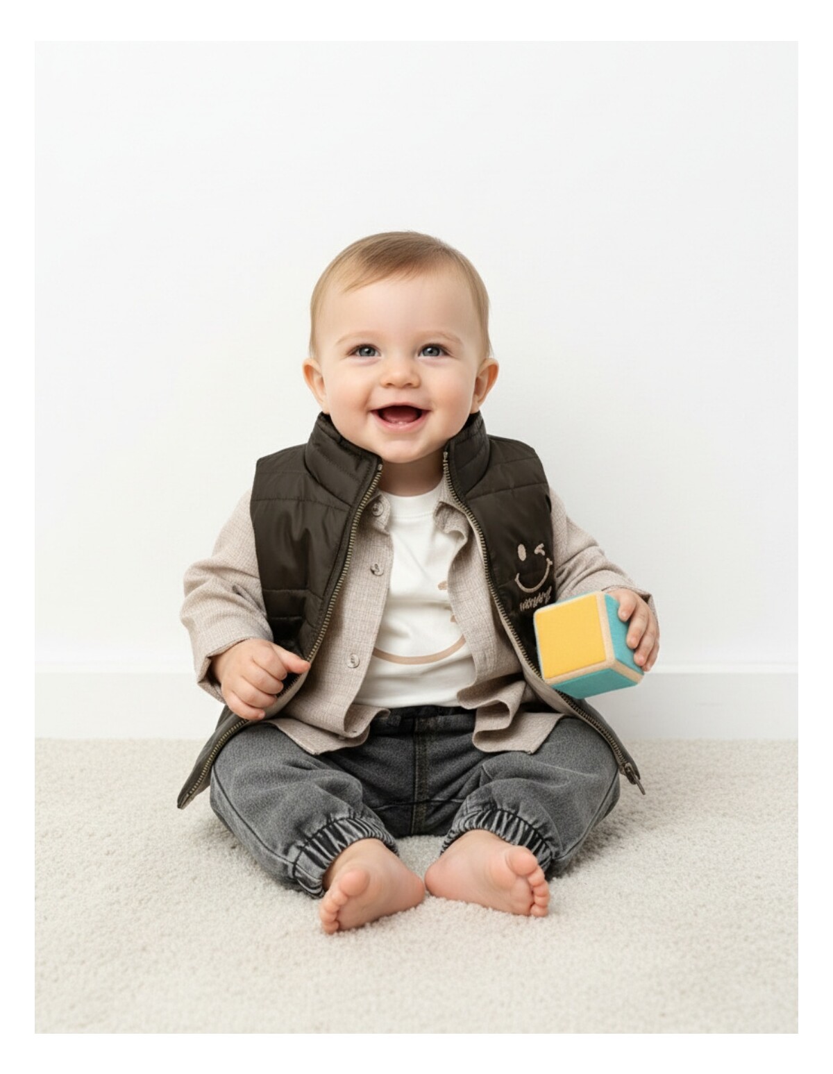 Compleu cu vesta Happy Hour, verde-inchis