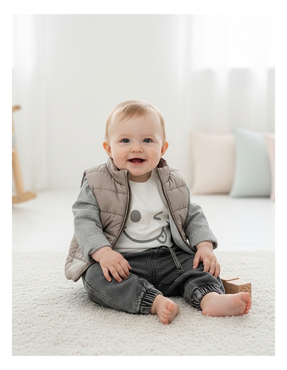 Compleu cu vesta Happy Hour, verde-pal