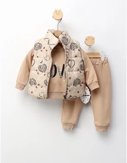 Compleu cu vesta Love and Flowers, bej